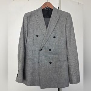 Men's Gray Double-Breasted Blazer
